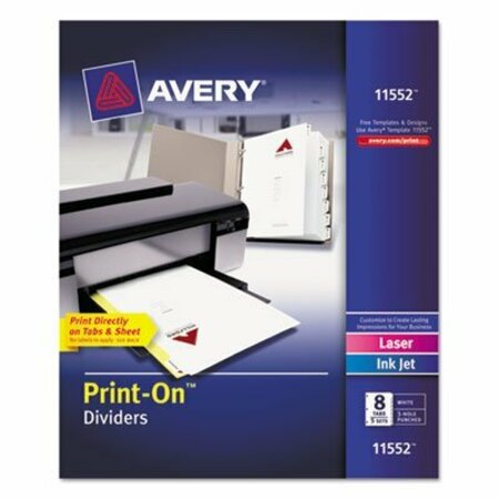 AVERY DENNISON Avery, Customizable Print-On Dividers, 8-Tab, Letter, 5PK 11552